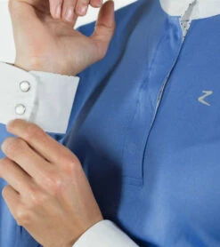 Horze Blaire Long Sleeve Show Shirt -Cavalleria Toscana Store blair ls show shirt periwinkle cuff horze 21049.1554325228