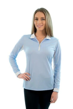 Kastel Denmark 1/4 Zip Sun Shirt - Solid Colors -Cavalleria Toscana Store charlotte light blue white CHLBW kastel 98921.1677869031