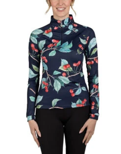 Kastel Denmark Navy Cherry Shirt Long Sleeve -Cavalleria Toscana Store cherries ls cherries front LSNAC kastel 54855.1689119568