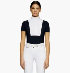 Cavalleria Toscana Hunter Competition Shirt Short Sleeve -Cavalleria Toscana Store competition SS poplin bib black front CAD192 JE002 CT 16368.1690565756