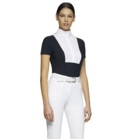 Cavalleria Toscana Hunter Competition Shirt Short Sleeve -Cavalleria Toscana Store competition SS poplin bib navy side CAD192 JE002 7901 CT 84887.1690565745