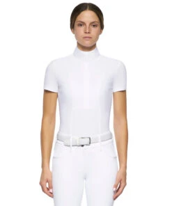 Cavalleria Toscana Hunter Competition Shirt Short Sleeve -Cavalleria Toscana Store competition SS poplin bib white front CAD192 JE002 0001 cavalleria 07556.1690565740