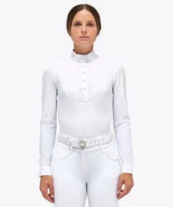 Cavalleria Toscana Poplin Pleats Competition Shirt -Cavalleria Toscana Store competition poplin pleats ls white front CAD230 JE022 0001 cavalleria toscana 30908.1684976068