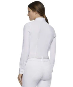 Cavalleria Toscana Crochet Bib Long Sleeve Shirt -Cavalleria Toscana Store crochet bib LS shirt white back CAD131 JE140 0001 CT 97540.1649191663