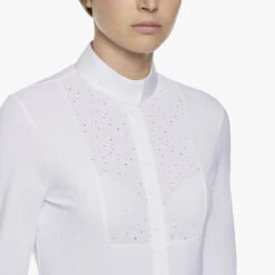 Cavalleria Toscana Crochet Bib Long Sleeve Shirt -Cavalleria Toscana Store crochet bib LS shirt white bib CAD131 JE140 0001 CT 84172.1649191650