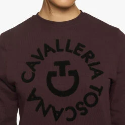 Cavalleria Toscana Orbit Logo Sweatshirt -Cavalleria Toscana Store ct orbit crew burgundy front detail FED103 CO079 3A00 cavalleria toscana 39689.1657140089