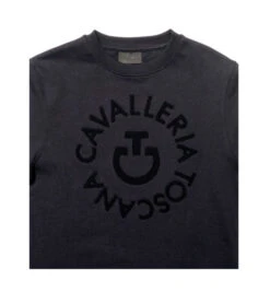 Cavalleria Toscana Orbit Logo Sweatshirt -Cavalleria Toscana Store ct orbit crew navy front detail FED103 CO079 cavalleria toscana 86033.1667273507