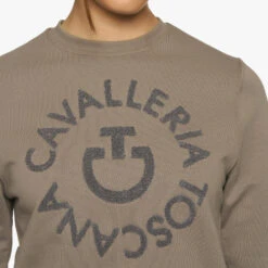 Cavalleria Toscana Orbit Logo Sweatshirt -Cavalleria Toscana Store ct orbit crew taupgrey front details FED103 CO079 8C00 cavalleria toscana 32690.1657140085
