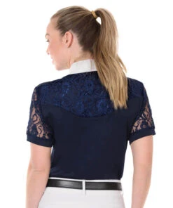 Ovation Elegance Lace Short Sleeve Show Shirt -Cavalleria Toscana Store elegance lace ss navy rider back 471198 ovation 65380.1626029095