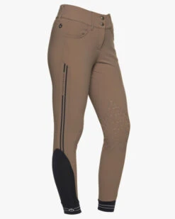 Cavalleria Toscana Embossed Stripe Breeches Knee Grip -Cavalleria Toscana Store emboss silicone stripe breech tortora side PAD169 JE010 8960 CT 72830.1657139555