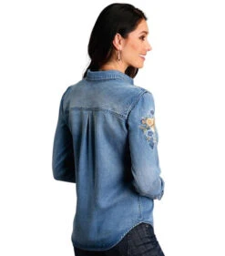 Stetson Floral Embroidered Tencel Shirt -Cavalleria Toscana Store floral emb shirt ls denim back 1105005656047 stetson 12696.1666832173