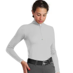 For Horses Gioconda Tech Shirt -Cavalleria Toscana Store giocondashirt grey front for horses 60273.1622324125