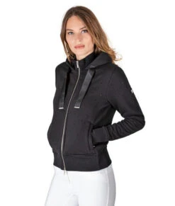 Equiline GlareG Rhinestone Hoodie -Cavalleria Toscana Store glareg rhinestone hoodie black front R09781 006 equiline 55832.1667609059