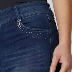 Horze Kaia Crystal Denim Full Seat Breeches -Cavalleria Toscana Store kaia denim FS crystals front pocket 36684 DNB horze 49248.1652824164