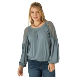 Cavalleria Toscana Store 34 Wrangler Lace Inset Blouson Top