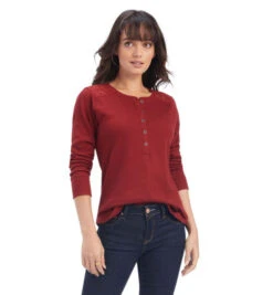 Ariat Lace Shoulder Henley Long Sleeve -Cavalleria Toscana Store lace shoulder henley ls rouge front 10041340 ariat 42654.1659990940