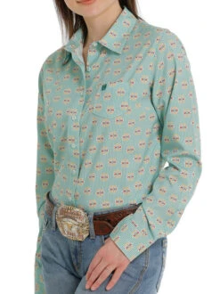 Cinch ArenaFlex Green Print Shirt