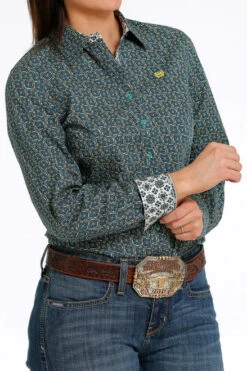 Cinch Performance Shirt No Pockets -Cavalleria Toscana Store medallion print ls darkblue side MSW9165034 cinch 67763.1689020661