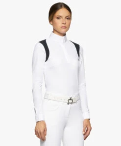 Cavalleria Toscana Perforated Insert Shirt Long Sleeve 8 Cavalleria Toscana Perforated Insert Shirt Long Sleeve -Cavalleria Toscana Store perforated insert ls white navy side CAD216 JE022 0179 CT 83589.1660260144