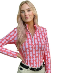 Arista Pineapples Quarter Zip Shirt -Cavalleria Toscana Store pineapples quarter zip persimmon 3013 arista 63641.1650406207