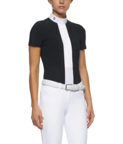 Cavalleria Toscana Pleated Shirt Short Sleeve -Cavalleria Toscana Store pleated jersey SS navy side CAD153 JE022 7901 CT 49453.1670880196