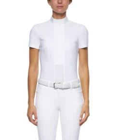 Cavalleria Toscana Pleated Shirt Short Sleeve -Cavalleria Toscana Store pleated jersey SS white front CAD153 JE022 0001 CT 04632.1670880188