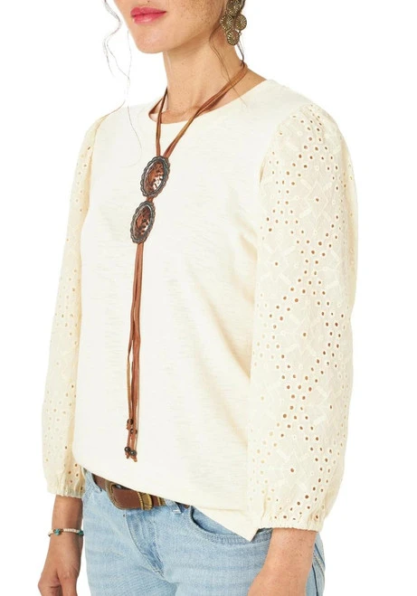 Wrangler Eyelet Poet Sleeve Top 3 Wrangler Eyelet Poet Sleeve Top