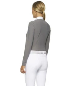 Cavalleria Toscana Poplin Bib Competition LS Polo -Cavalleria Toscana Store poplin bib jersey comp polo LS grey back POD256 JE022 8980 CT 43134.1655842554