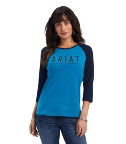 Ariat REAL Arrow Raglan Tee -Cavalleria Toscana Store real arrow 3 4 sleeve celestial front2 10041299 ariat 03526.1660061639