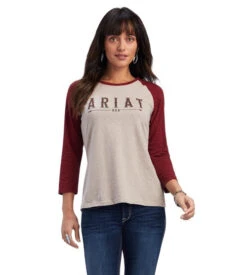 Ariat REAL Arrow Raglan Tee -Cavalleria Toscana Store real arrow 3 4 sleeve dark oatmeal front 10041297 ariat cr 84749.1660061004