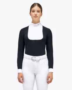 Cavalleria Toscana REVO Pleated Bib Show Shirt -Cavalleria Toscana Store revo pleated bib ls black front CAD210 JC031 9999 cavalleria toscana 75345.1659823879