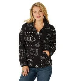 Wrangler Sherpa Zip Pullover -Cavalleria Toscana Store sherpa zip pullover black front 112317352 wrangler 21005.1660250356