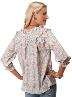 Roper Shirred Ruffle Collar Top