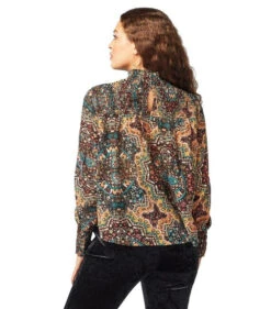 Wrangler Smocked Print Blouse -Cavalleria Toscana Store smocked print blouse ls multi back 112321683 wrangler 54213.1667959631