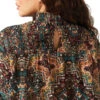Wrangler Smocked Print Blouse -Cavalleria Toscana Store smocked print blouse ls multi detail 112321683 wrangler 68403.1667959649