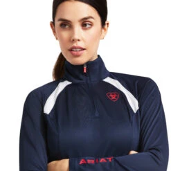 Ariat Team Sunstopper 2.0 1/4 Zip Baselayer -Cavalleria Toscana Store sunstopper 2.0 baselayer team navy front2 10039184 ariat 29452.1645662920