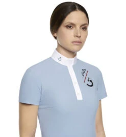 Cavalleria Toscana CT Team Red Stripe Polo -Cavalleria Toscana Store team comp polo ss lt blue closeup POD274 JE022 7C00 CT 12262.1640128193