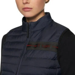 Cavalleria Toscana Team Red Stripe Quilted Vest -Cavalleria Toscana Store team red stripe vest navy front trim GLD250 NY086 7901 CT 53211.1642285541