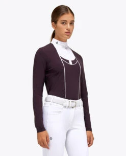 Cavalleria Toscana Tech Pique Show Polo Long Sleeve -Cavalleria Toscana Store tech pique polo ls dk.purp side POD313 JE022 3A00 cavalleria toscana 76569.1664131252