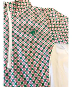 Arista Triple Bar Gingham Quarter Zip Shirt -Cavalleria Toscana Store triple bar gingham pink green arista 60260.1645833383