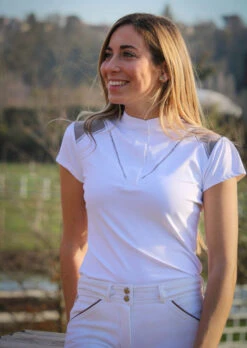 PÉNÉLOPE Pénélope Venise Show Polo Short Sleeve -Cavalleria Toscana Store venise show polo white taupe front2 987 904 010 penelope 55283.1688661115