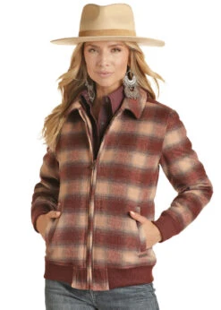 Powder River Wool Plaid Bomber Coat